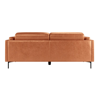 Oslo 3 Seater PU Leather Sofa Mocha with a sleek design, featuring sturdy black metal legs and plush PU leather upholstery, providing a modern and comfortable seating option for any living space.
