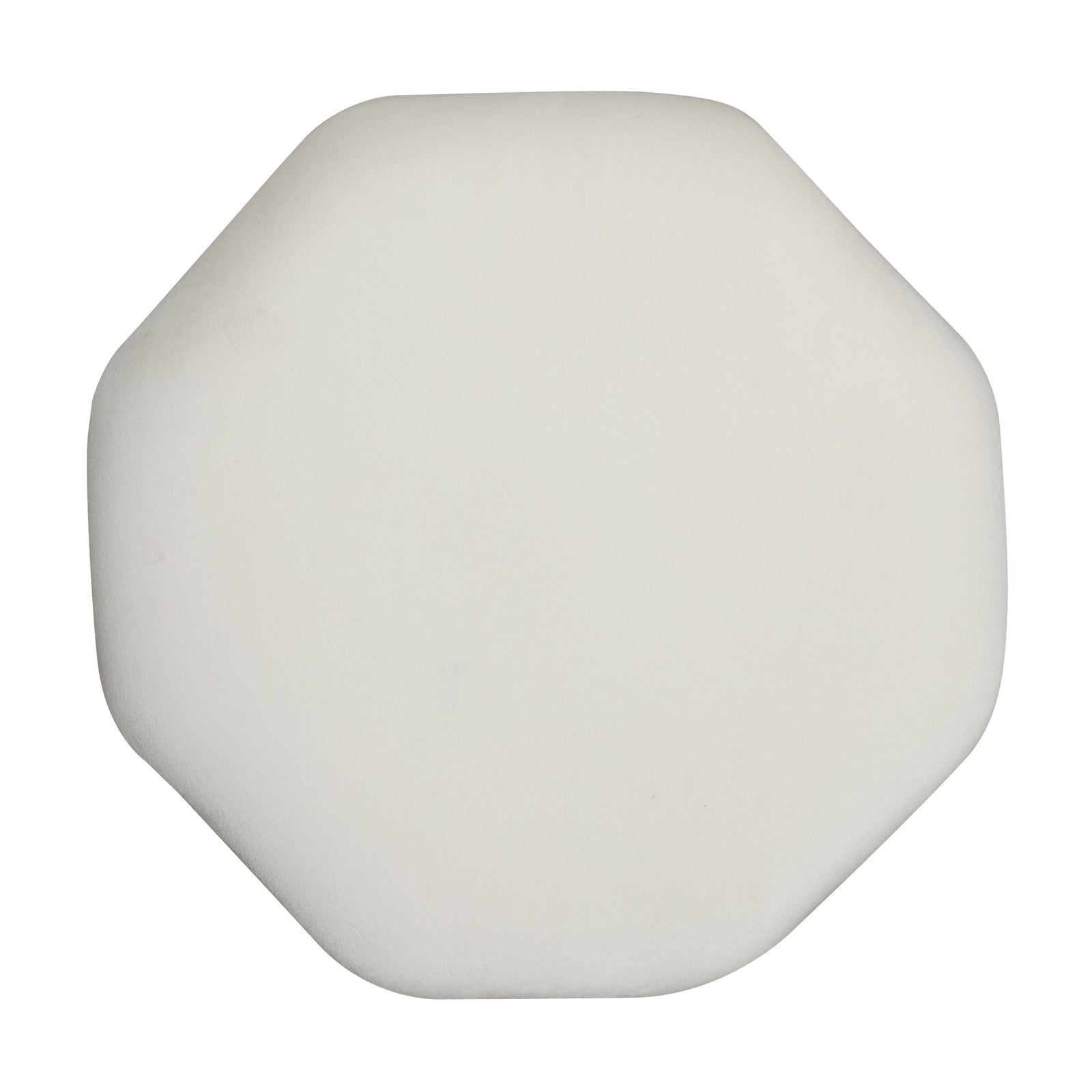 Paisley Velvet Round Accent Stool, white octagonal foam pad shape, slightly three-dimensional, set against a white backdrop; embodies elegance and versatile design for stylish home spaces.