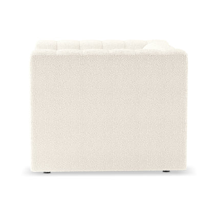 Parisa 4 Seater Tufted Boucle Sofa Set Cream White showcasing elegant tufted detailing and plush boucle fabric, emphasizing a luxurious and modern design ideal for enhancing any contemporary living space.