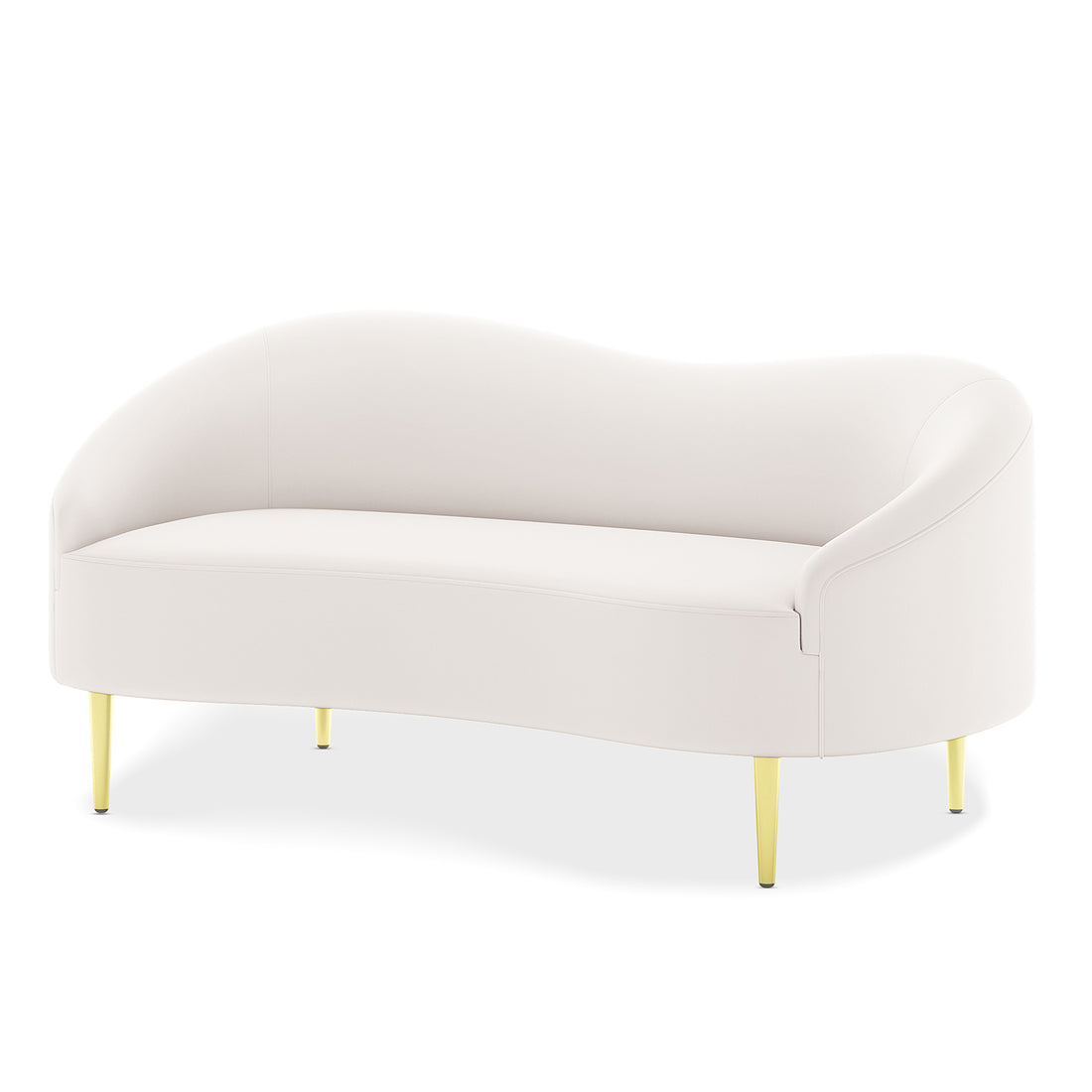 Prima 2 Seater Velvet Sofa Cream with gold legs, featuring modern design and plush armrests, ideal for contemporary spaces.