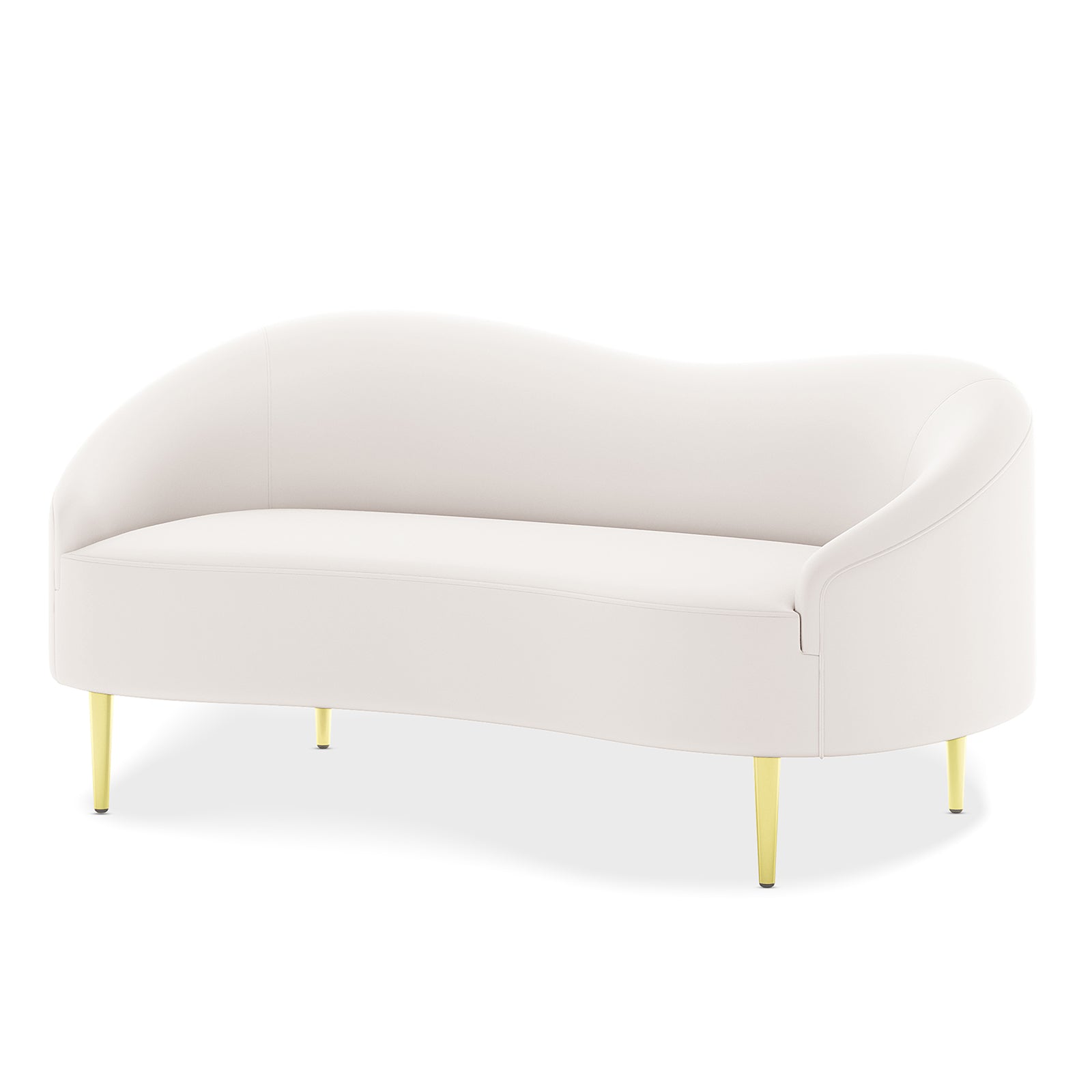 Prima 2 Seater Velvet Sofa Cream with gold legs, featuring modern design and plush armrests, ideal for contemporary spaces.