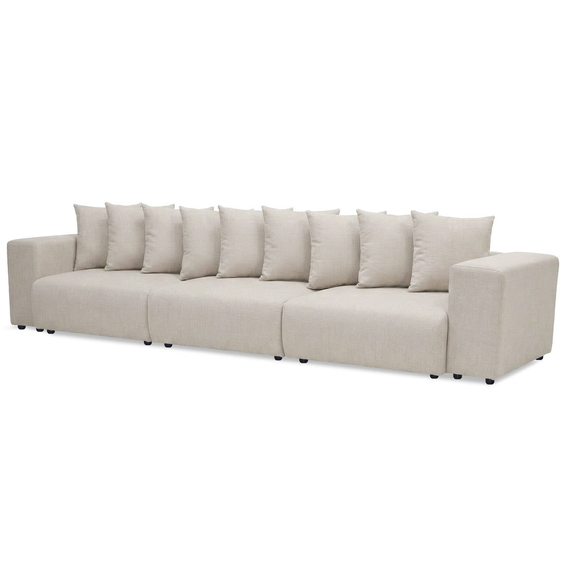 Beige sectional sofa on white background