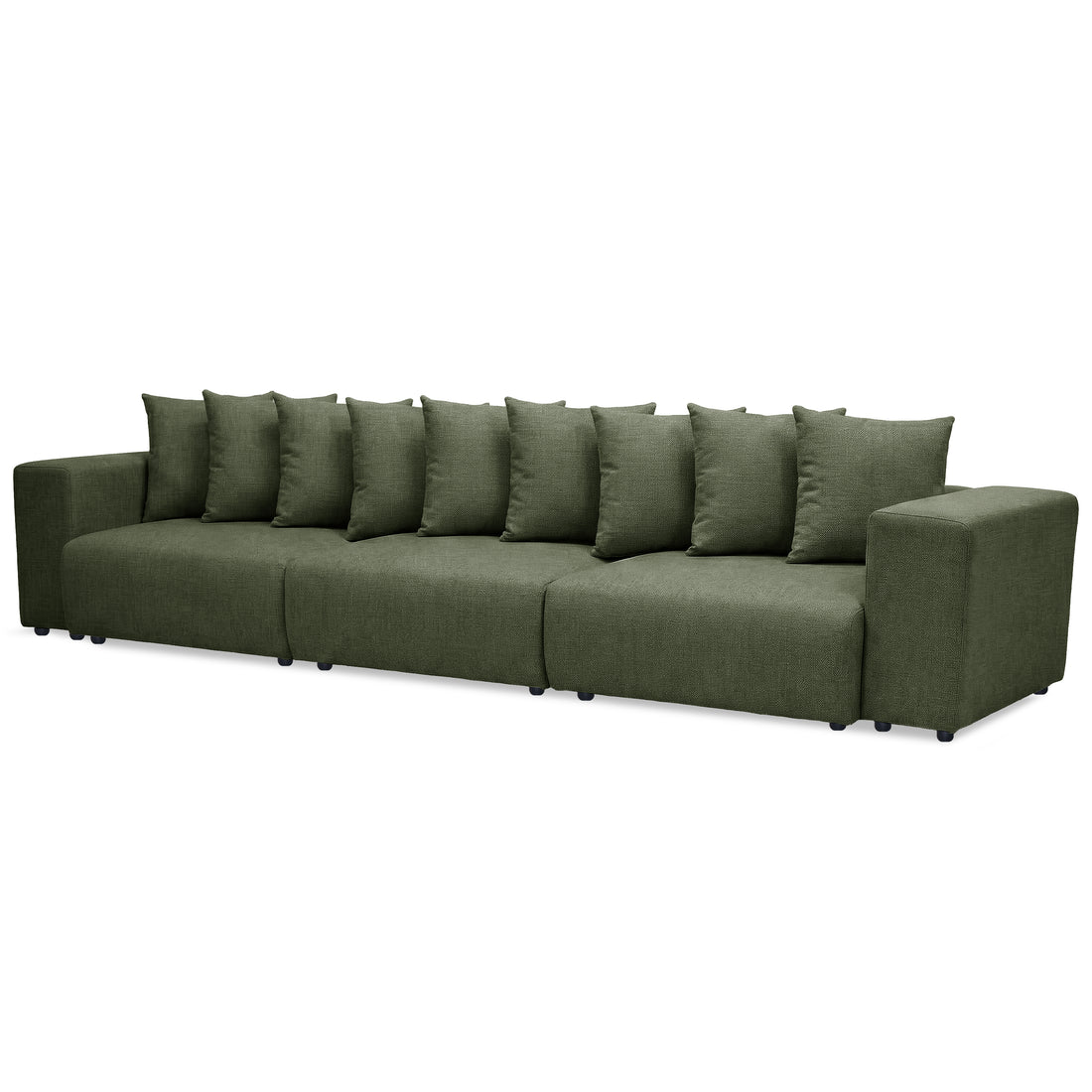 Green sectional sofa on white background