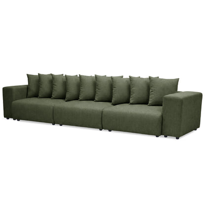 Green sectional sofa on white background