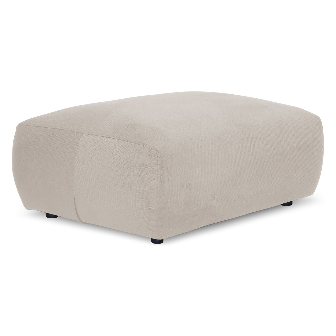 Light beige rectangular ottoman on white background