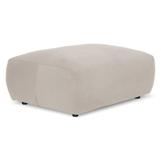 Light beige rectangular ottoman on white background