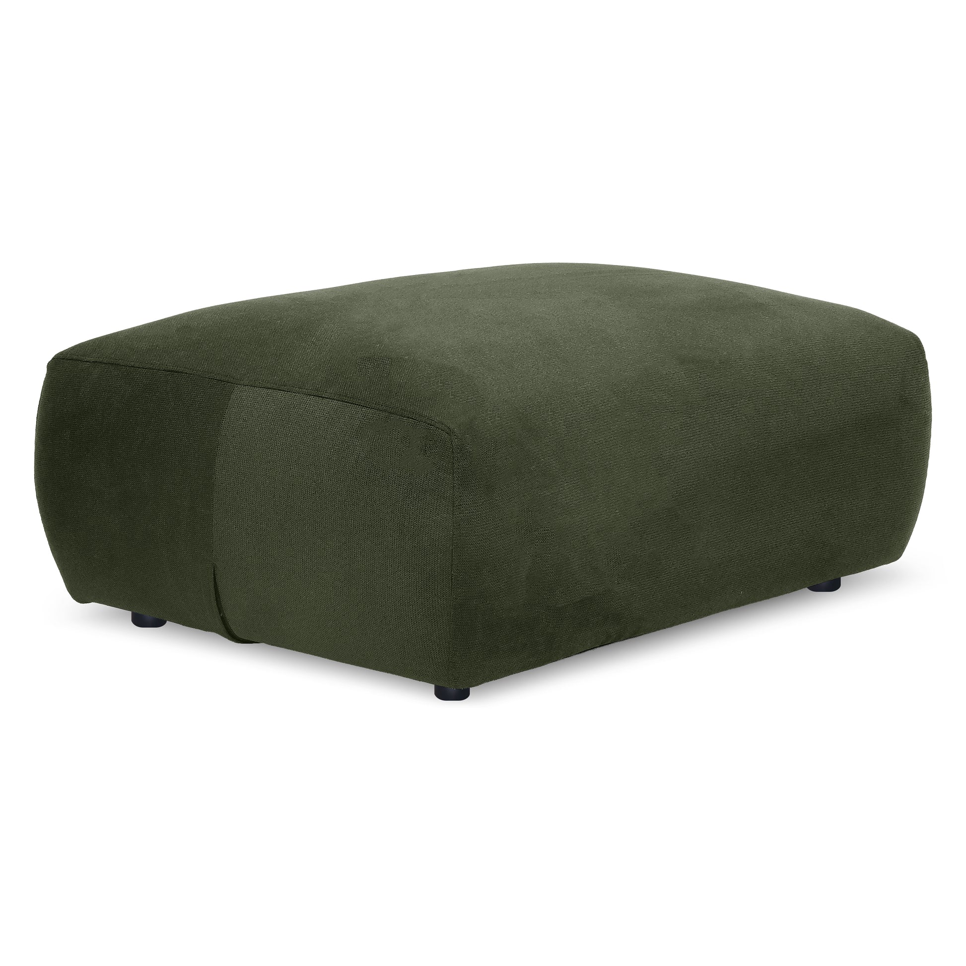 Dark green rectangular ottoman on white background