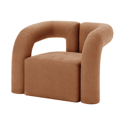 Safi Velvet Curved Occasional Accent Chair - Burnt Orange