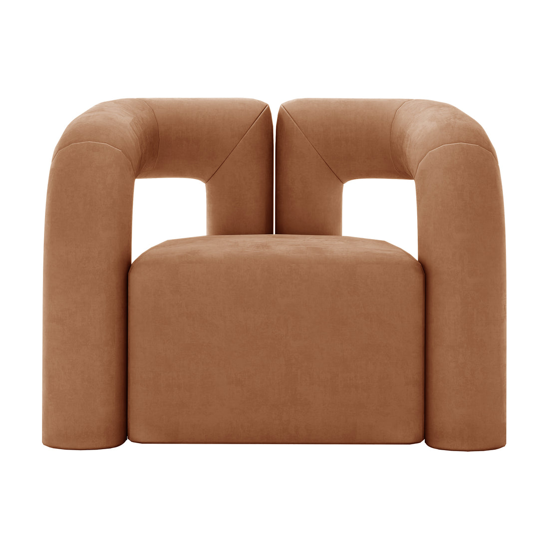 Safi Velvet Curved Occasional Accent Chair - Burnt Orange