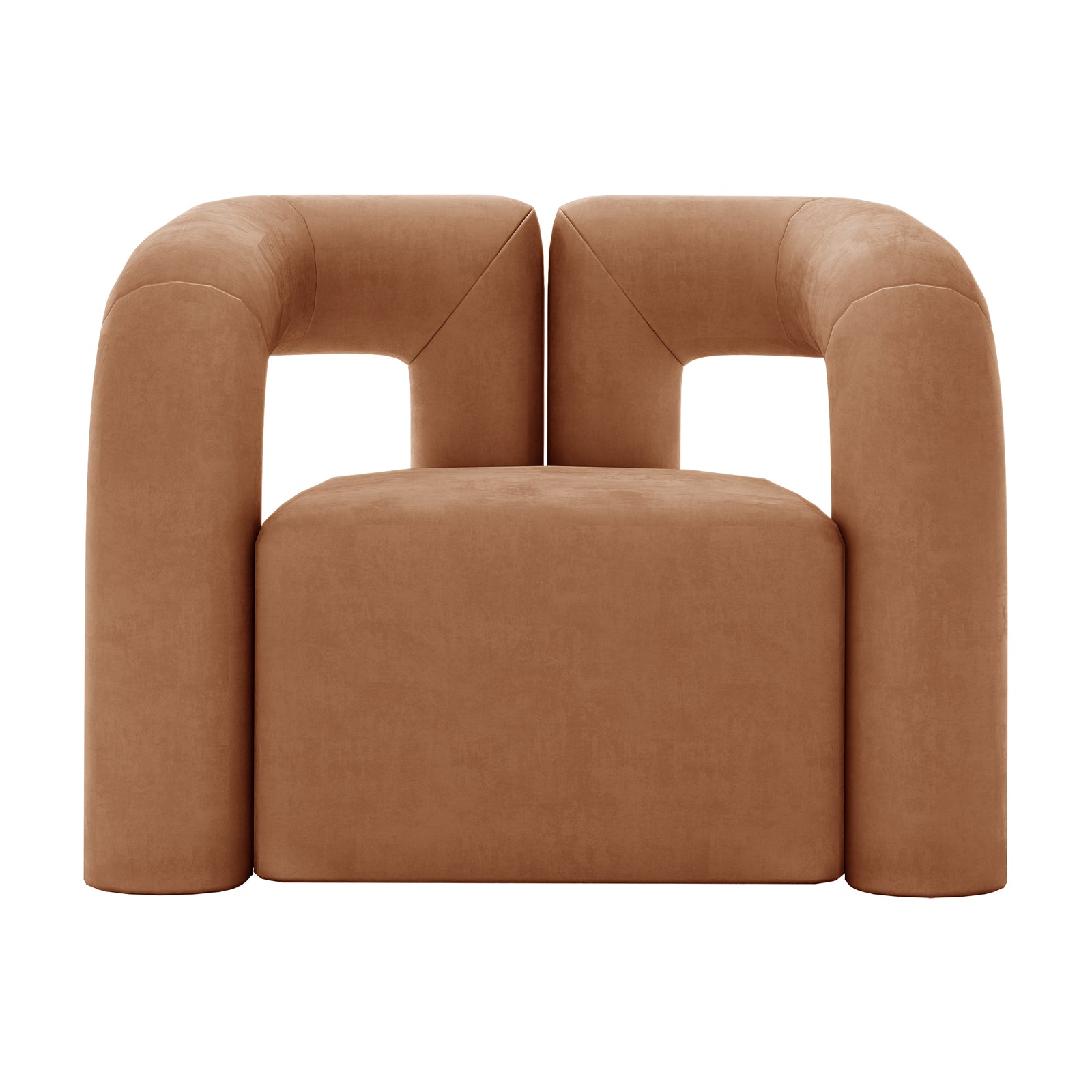 Safi Velvet Curved Occasional Accent Chair - Burnt Orange