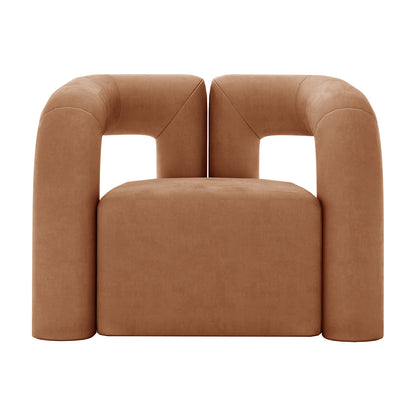 Safi Velvet Curved Occasional Accent Chair - Burnt Orange