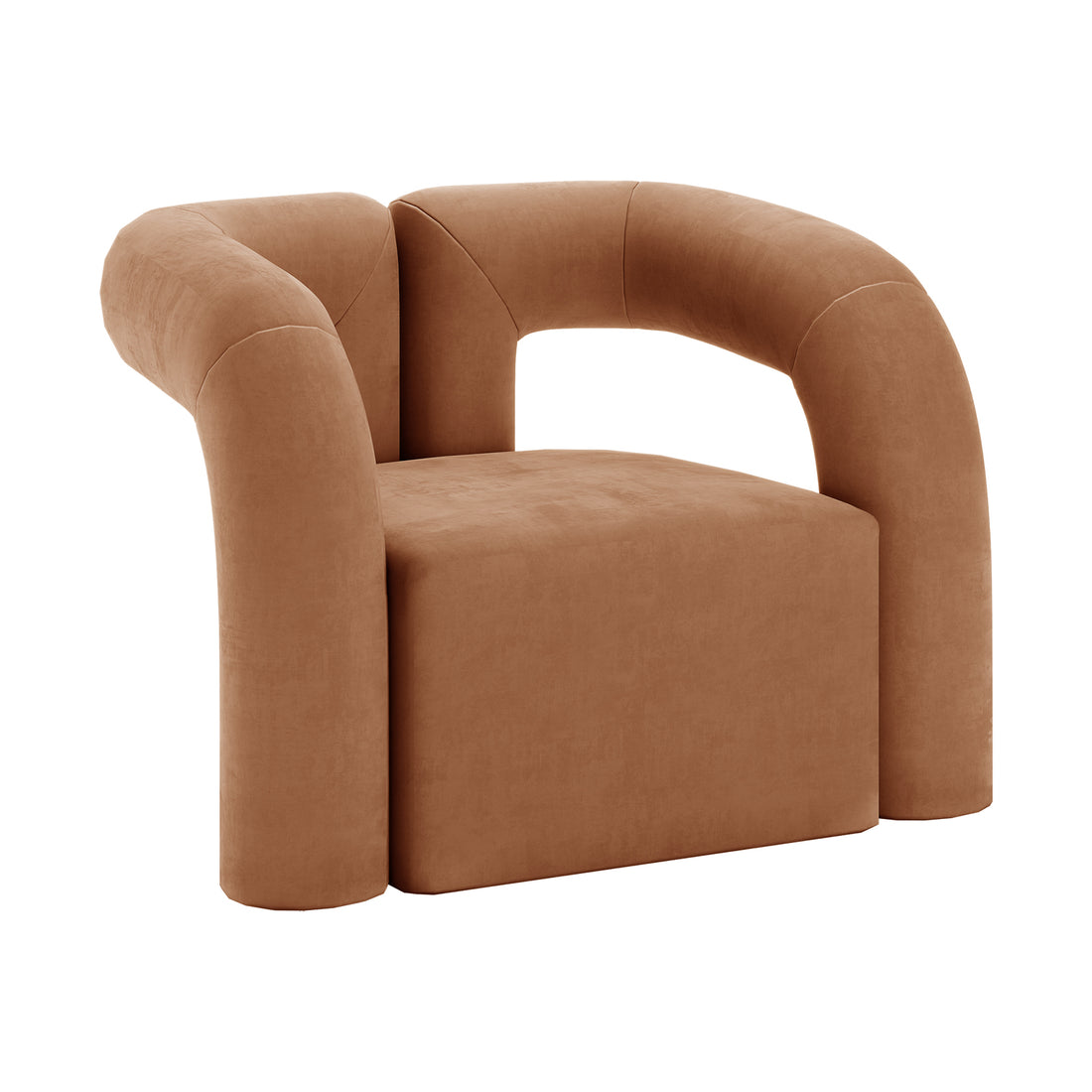 Safi Velvet Curved Occasional Accent Chair - Burnt Orange