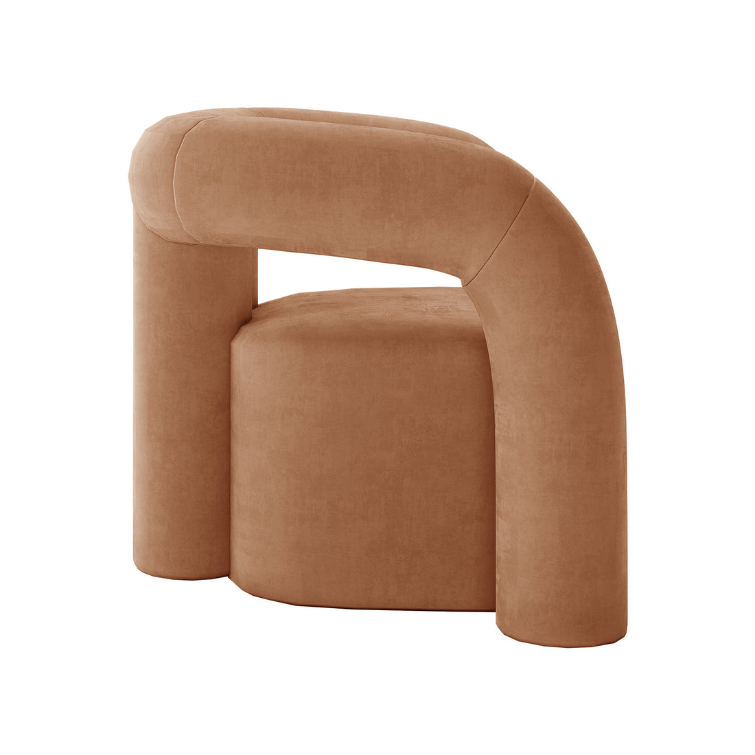 Safi Velvet Curved Occasional Accent Chair - Burnt Orange