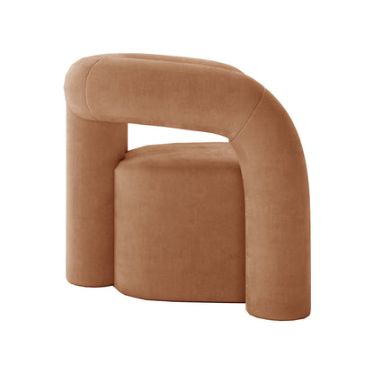 Safi Velvet Curved Occasional Accent Chair - Burnt Orange