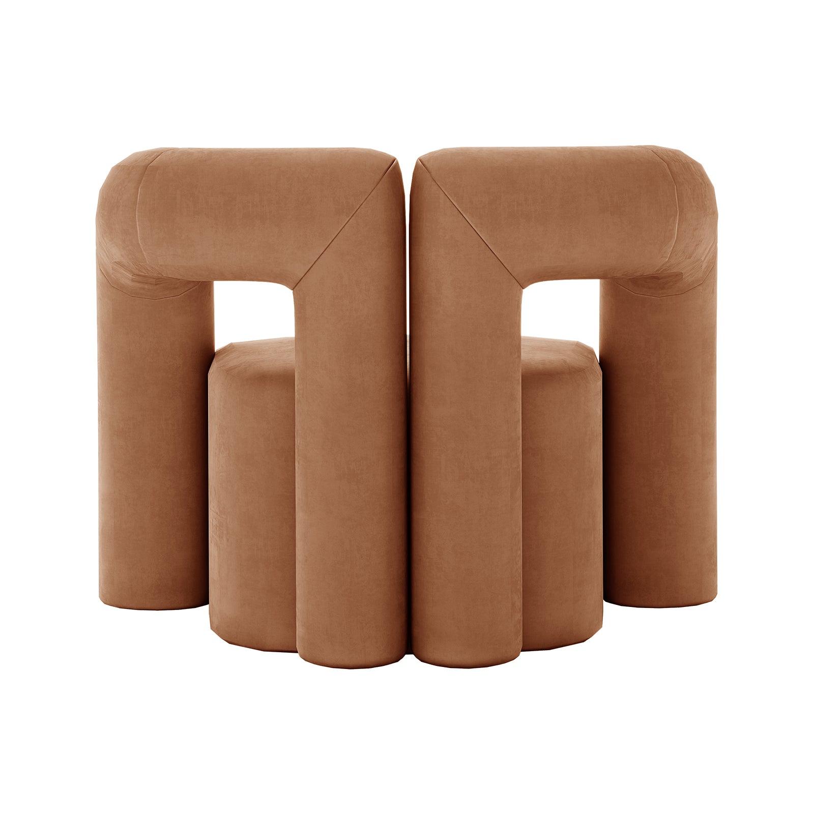 Safi Velvet Curved Occasional Accent Chair - Burnt Orange