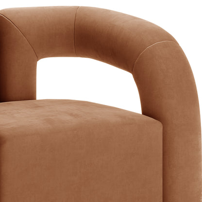 Safi Velvet Curved Occasional Accent Chair - Burnt Orange