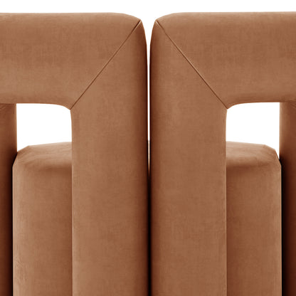 Safi Velvet Curved Occasional Accent Chair - Burnt Orange