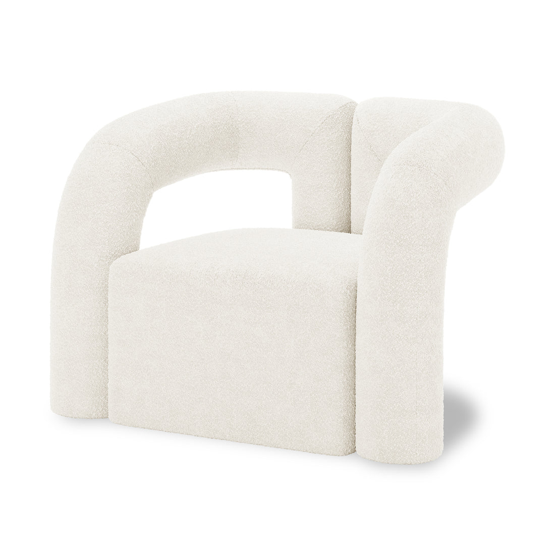Safi Boucle Curved Occasional Accent Chair - Eggshell White