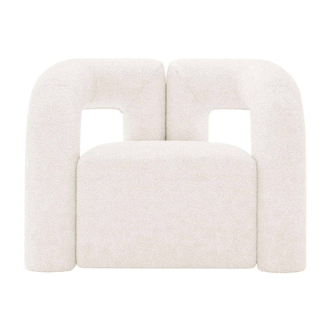 Safi Boucle Curved Occasional Accent Chair - Eggshell White
