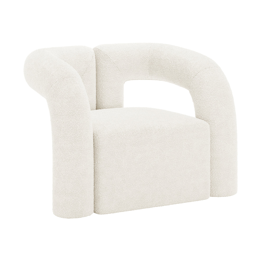 Safi Boucle Curved Occasional Accent Chair - Eggshell White