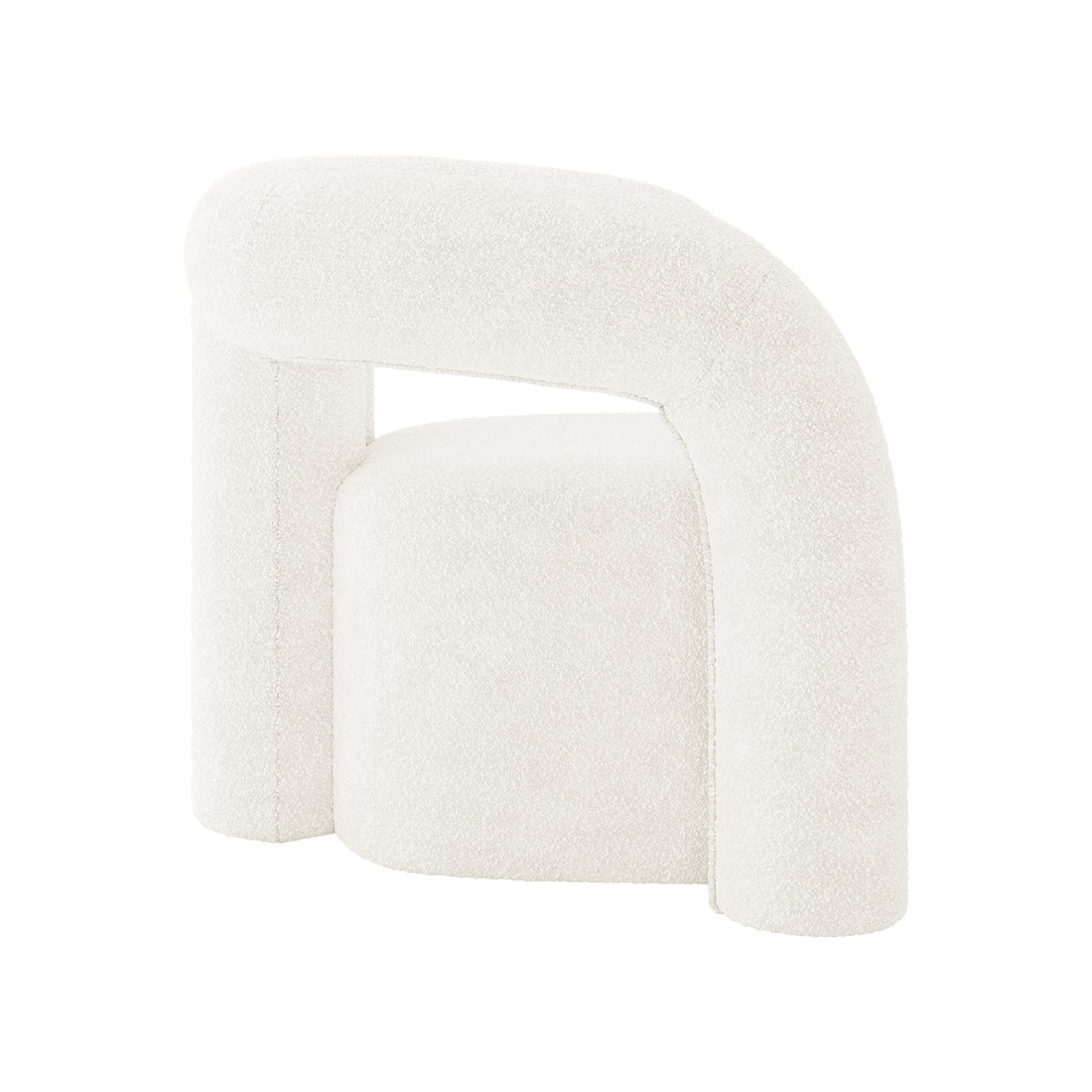 Safi Boucle Curved Occasional Accent Chair - Eggshell White