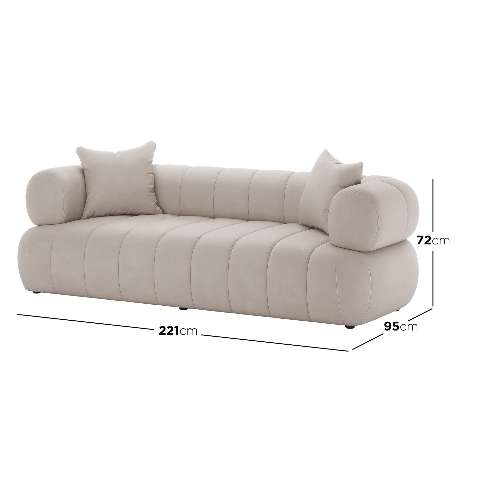 Samira 5 Seater Velvet Sofa Set - Warm Beige, highlighting its plush velvet texture and elegant design, emphasizing the luxurious comfort and craftsmanship visible in the sofa's upholstery and structure.