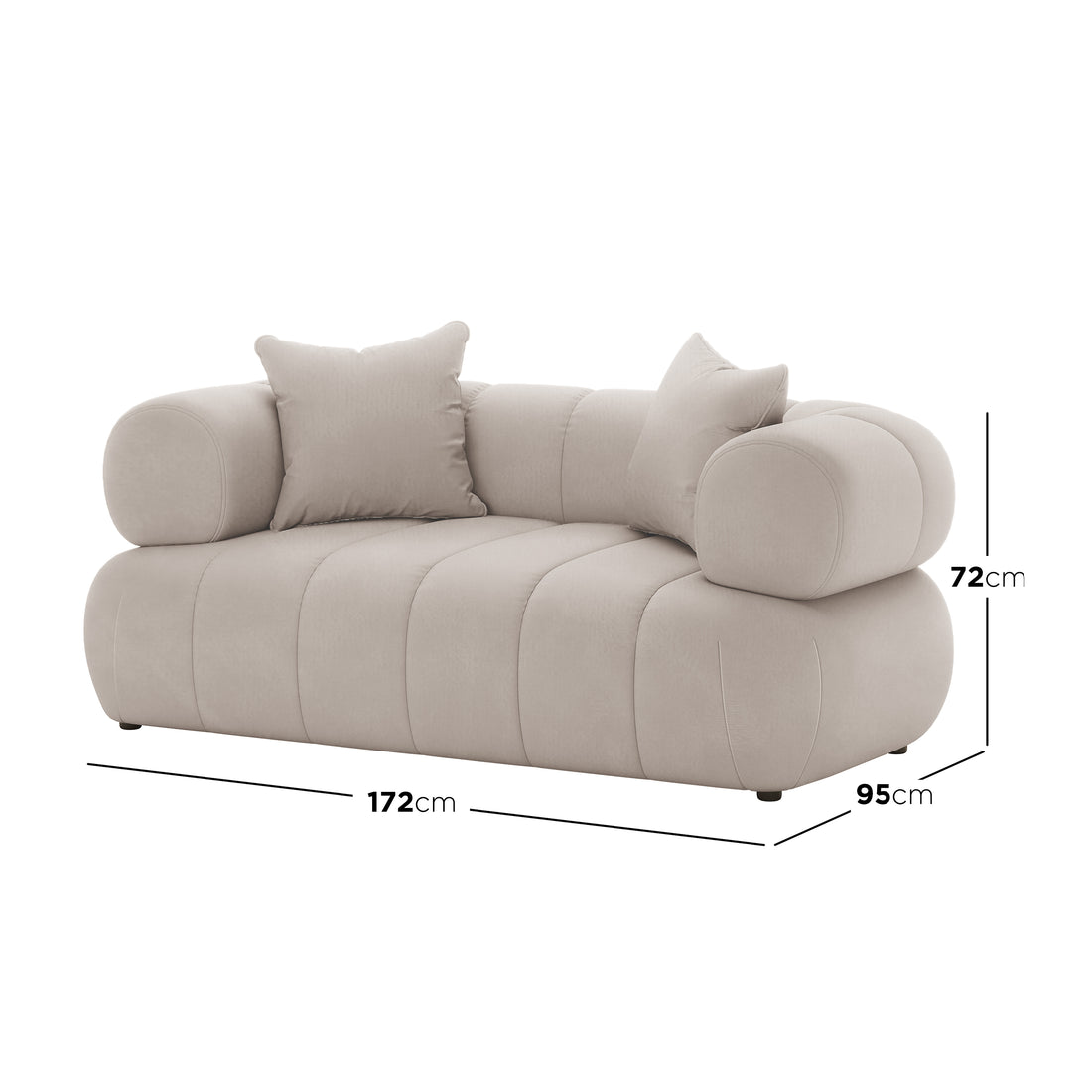 Samira 5 Seater Velvet Sofa Set - Warm Beige, showcasing plush velvet upholstery and detailed craftsmanship, with visible solid wood frame and high-density foam padding for comfort.