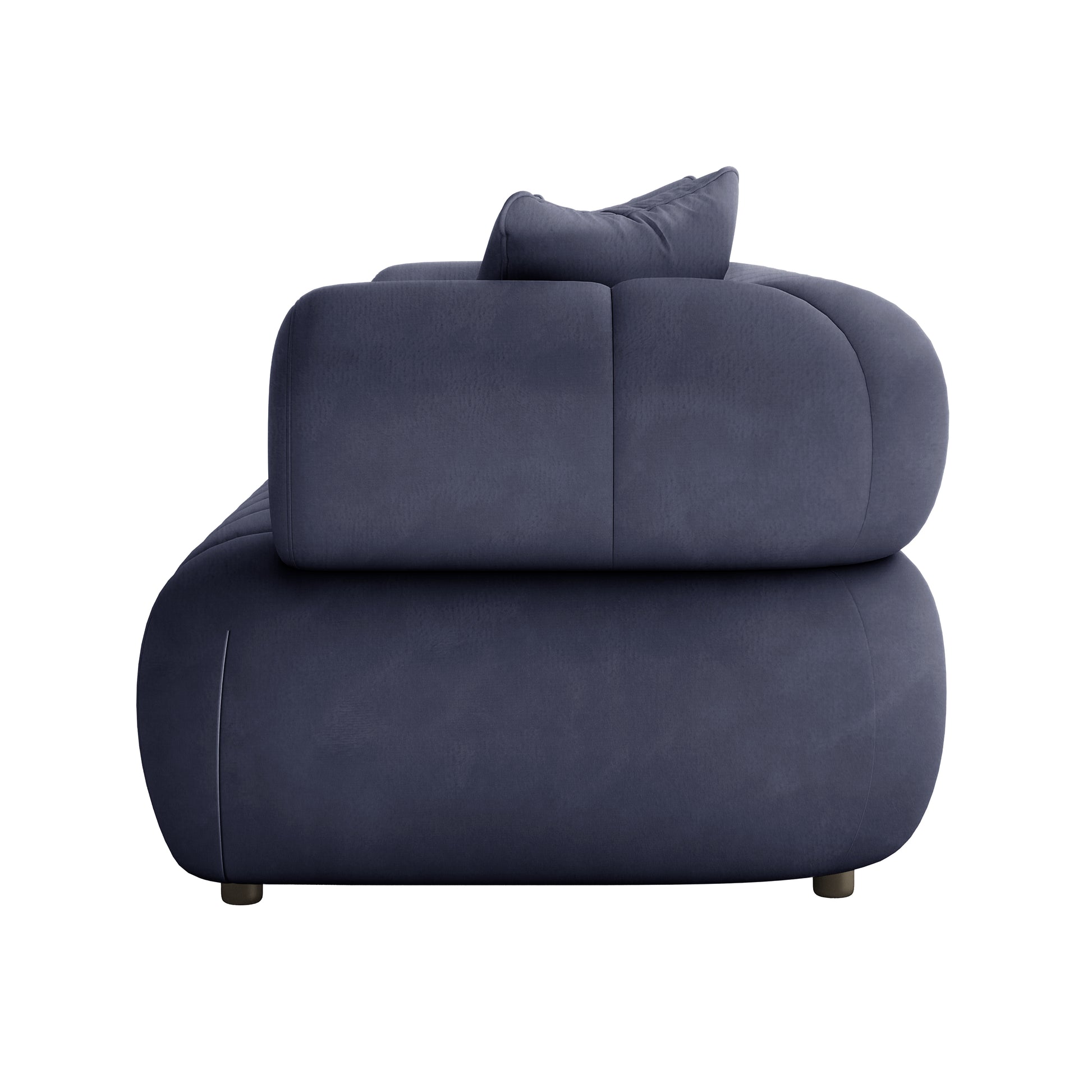 Samira 6 Seater Velvet Sofa Set - Navy Blue, featuring a plush navy blue velvet upholstery with a pillow, showcasing a modern, elegant design and comfortable seating for a luxurious living room ambiance.
