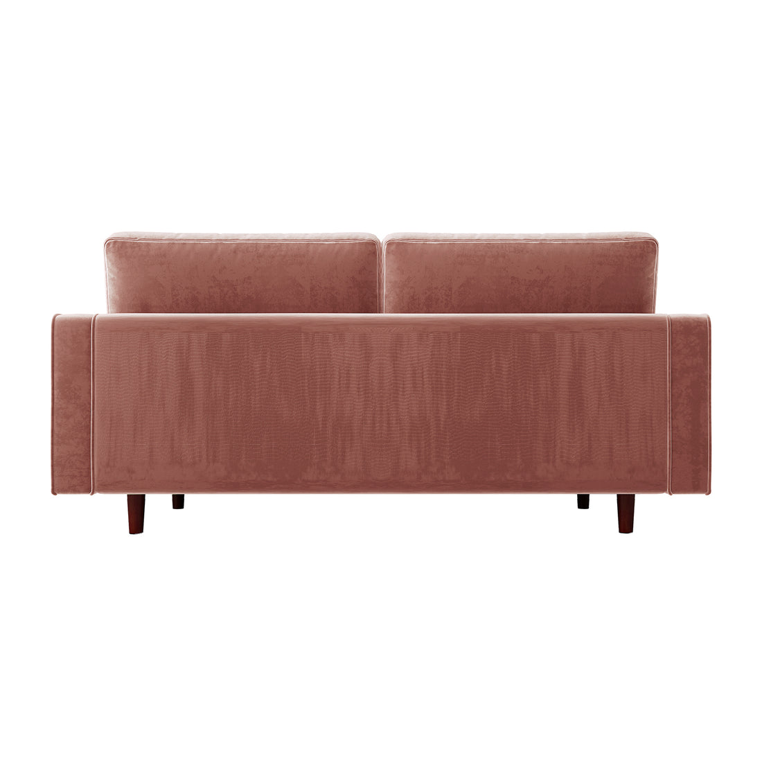 Sollia 3-Seater Velvet Sofa in Blush, showcasing plush velvet upholstery and elegant design, perfect for modern interiors. Features sleek wooden feet and matching bolster pillows for a sophisticated look.