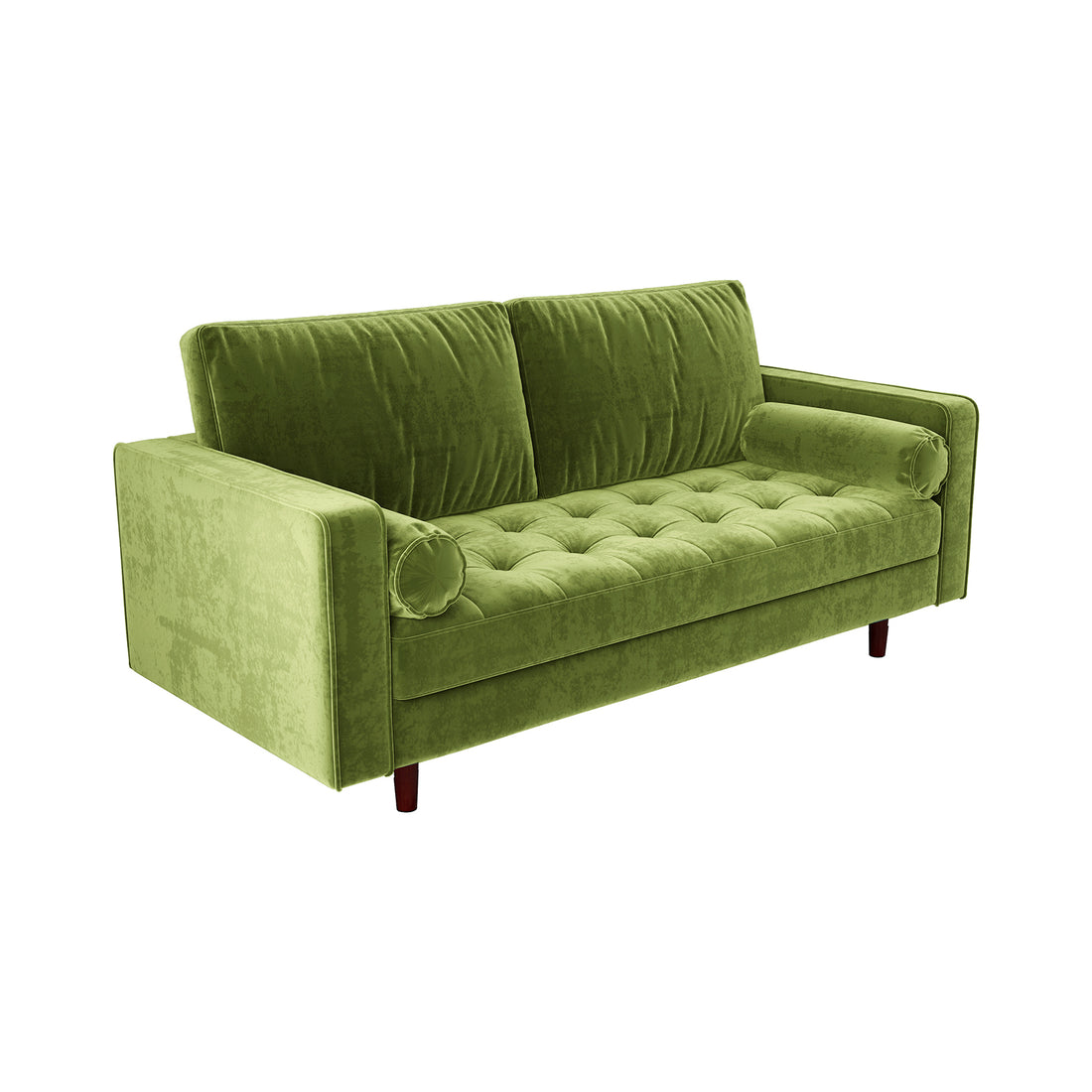 Sollia 3-Seater Velvet Sofa - Jade Green with sleek design, wooden legs, and plush velvet upholstery, shown in a close-up highlighting its elegant texture and modern style.