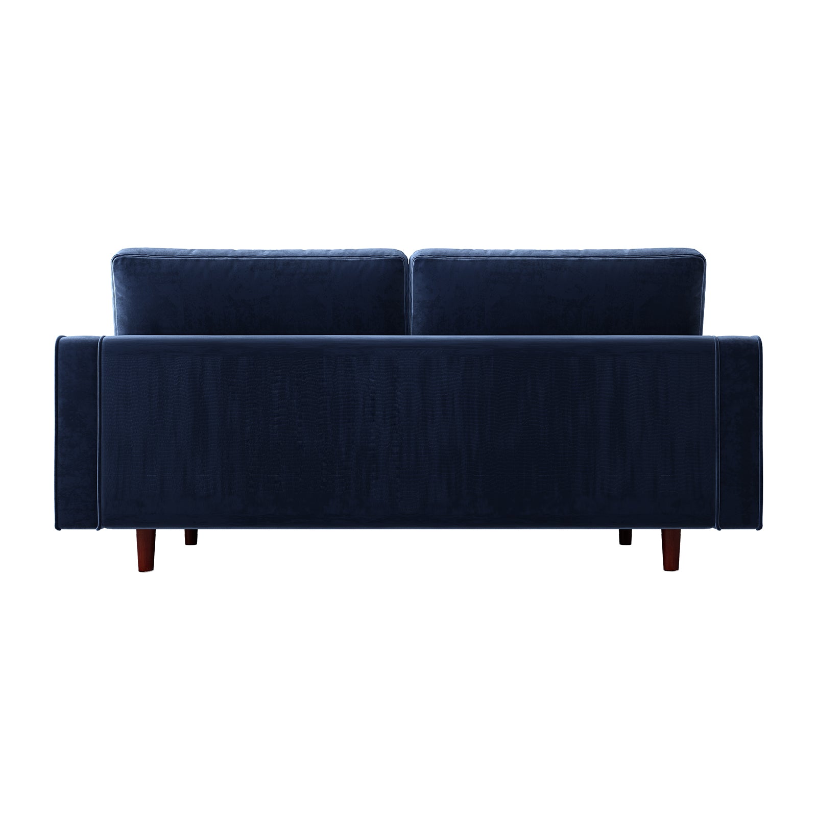 Sollia 3-Seater Velvet Sofa - Navy Blue, featuring plush velvet upholstery and wooden legs, offers a modern and elegant design ideal for enhancing any living space with comfort and style.