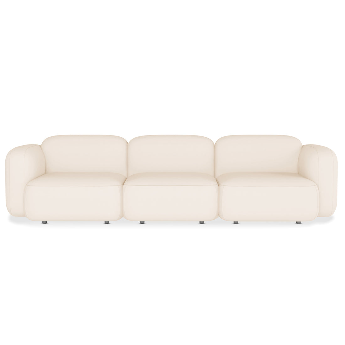 Soraya 3 Seater Modular Velvet Sofa Set with plush velvet upholstery, featuring a sleek, low-rise design, black legs, and prominent armrests, highlighting its modern, modular configuration for versatile living room arrangements.