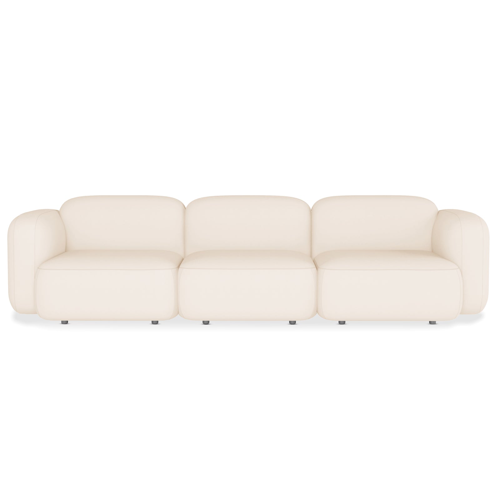 Soraya 3 Seater Modular Velvet Sofa Set with plush velvet upholstery, featuring a sleek, low-rise design, black legs, and prominent armrests, highlighting its modern, modular configuration for versatile living room arrangements.