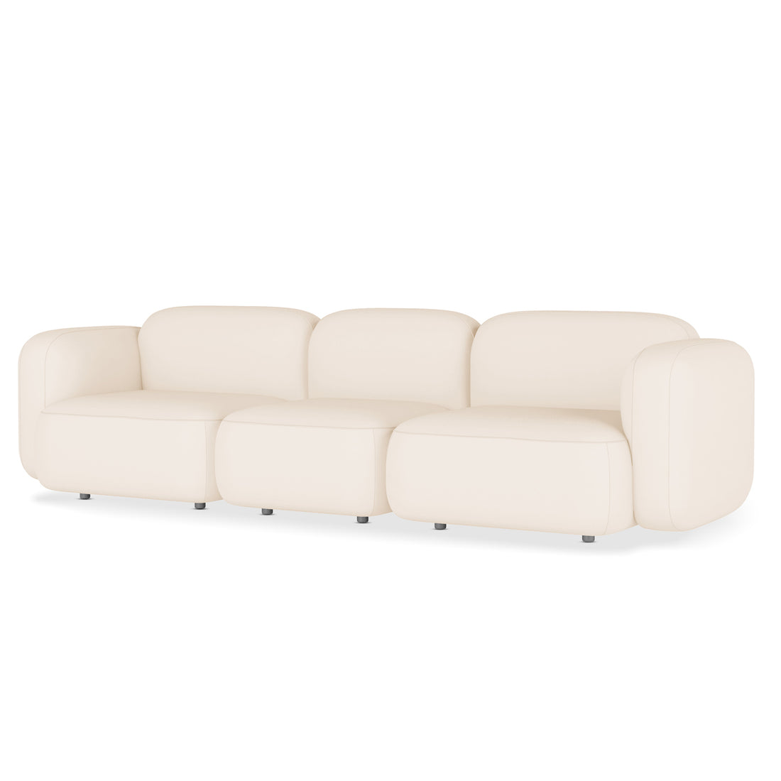 Soraya 3 Seater Modular Velvet Sofa Set - Cream White, showcasing plush velvet upholstery and a sleek low-rise design, perfect for modern living spaces with modular seating flexibility.