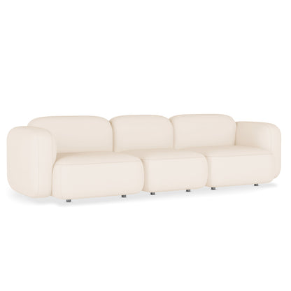 Soraya 3 Seater Modular Velvet Sofa Set - Cream White, showcasing plush velvet upholstery and a sleek low-rise design, perfect for modern living spaces with modular seating flexibility.