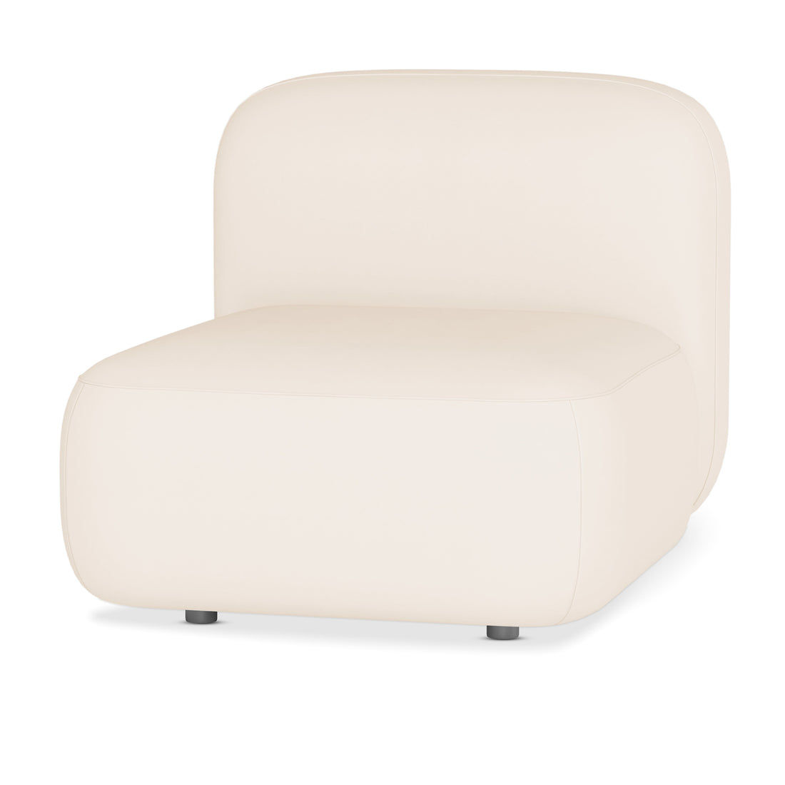 Soraya Velvet Sectional Single Sofa in Cream White, featuring a minimalist armless design with soft cream upholstery, a wide rounded-edge seat cushion, and low-profile feet, perfect for modern living spaces.