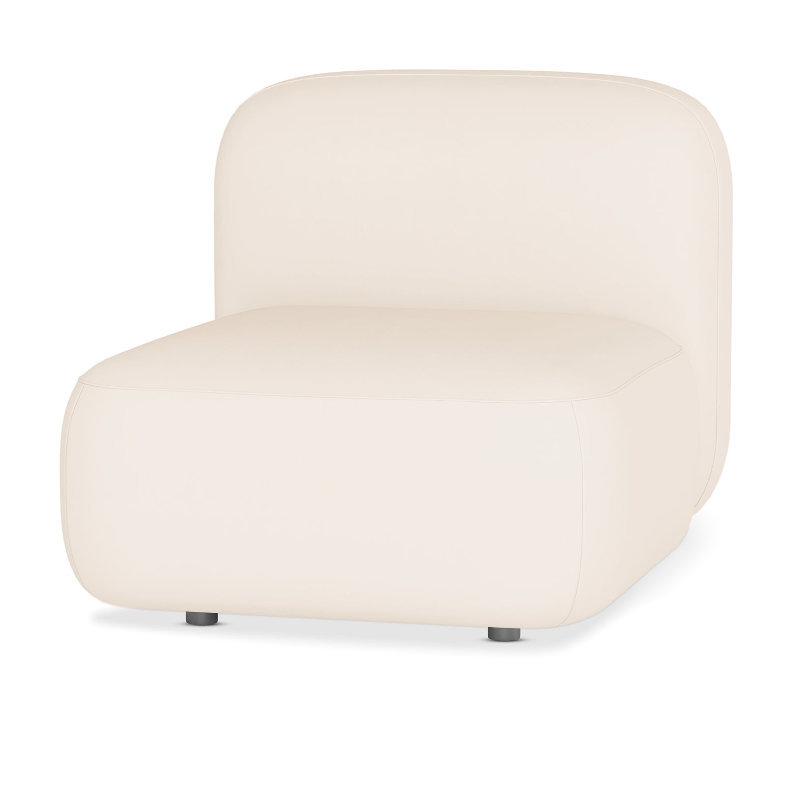 Soraya Velvet Sectional Single Sofa in Cream White, featuring a minimalist armless design with soft cream upholstery, a wide rounded-edge seat cushion, and low-profile feet, perfect for modern living spaces.