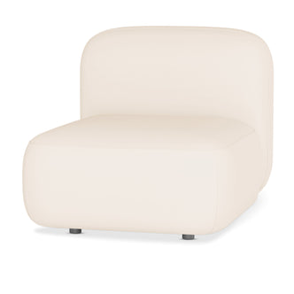 Soraya Velvet Sectional Single Sofa in Cream White, featuring a minimalist armless design with soft cream upholstery, a wide rounded-edge seat cushion, and low-profile feet, perfect for modern living spaces.