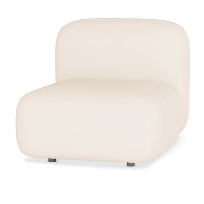 Soraya Velvet Sectional Single Sofa in Cream White, featuring a minimalist armless design with soft cream upholstery, a wide rounded-edge seat cushion, and low-profile feet, perfect for modern living spaces.