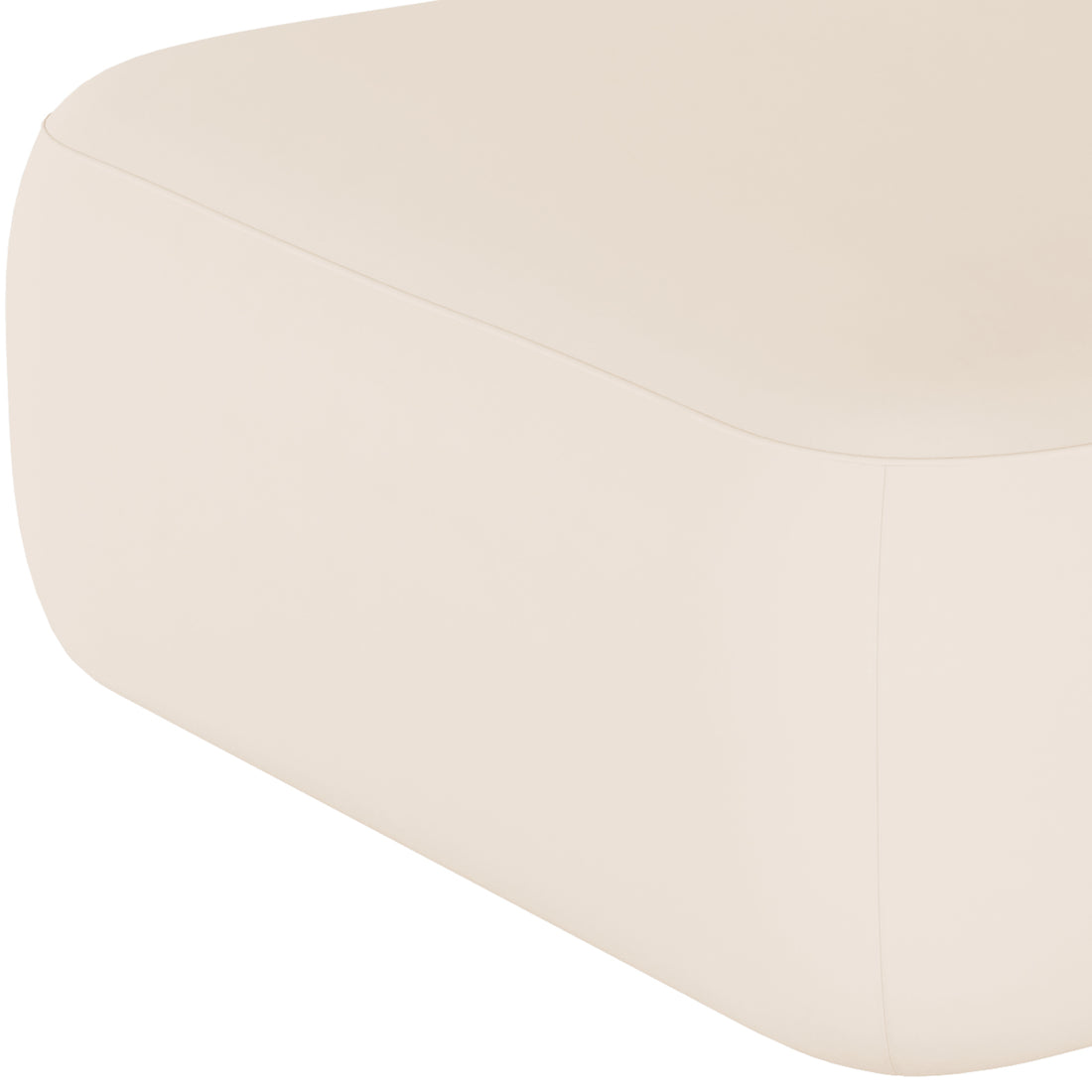 Close-up of the Soraya 3 Seater Velvet Sectional Sofa in Cream White, showcasing its soft, smooth upholstered foam core with visible seams, reflecting luxury and comfort.