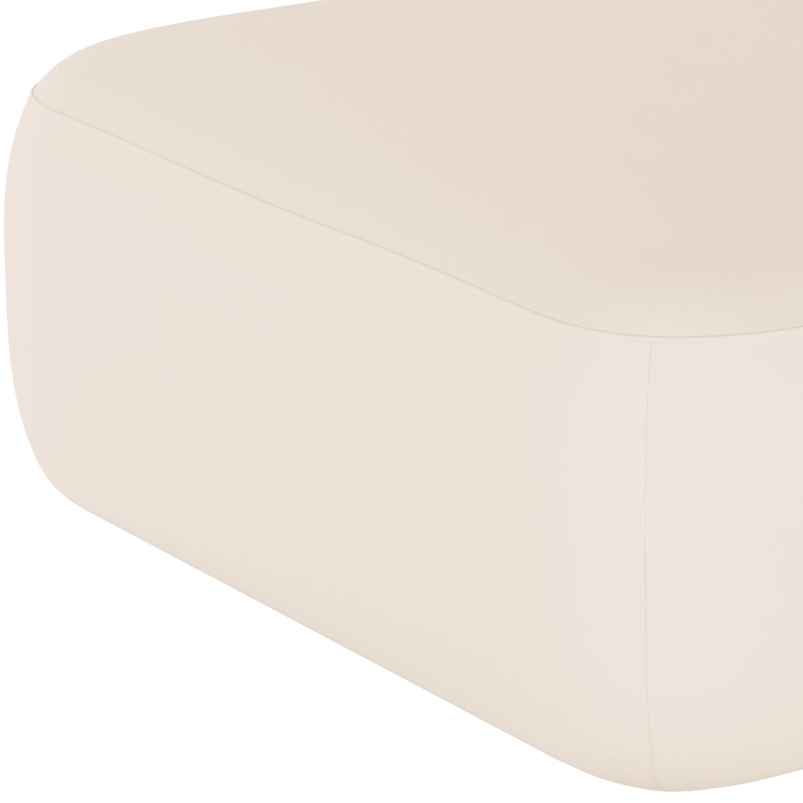 Close-up of the Soraya 3 Seater Velvet Sectional Sofa in Cream White, showcasing its soft, smooth upholstered foam core with visible seams, reflecting luxury and comfort.