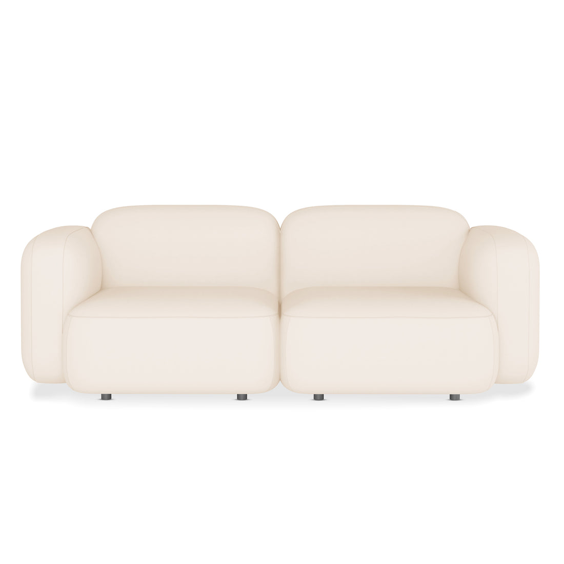 Soraya 2 Seater Modular Velvet Sofa Set in Cream White, showcasing a sleek design with black legs and plush velvet fabric, perfect for modern living spaces.