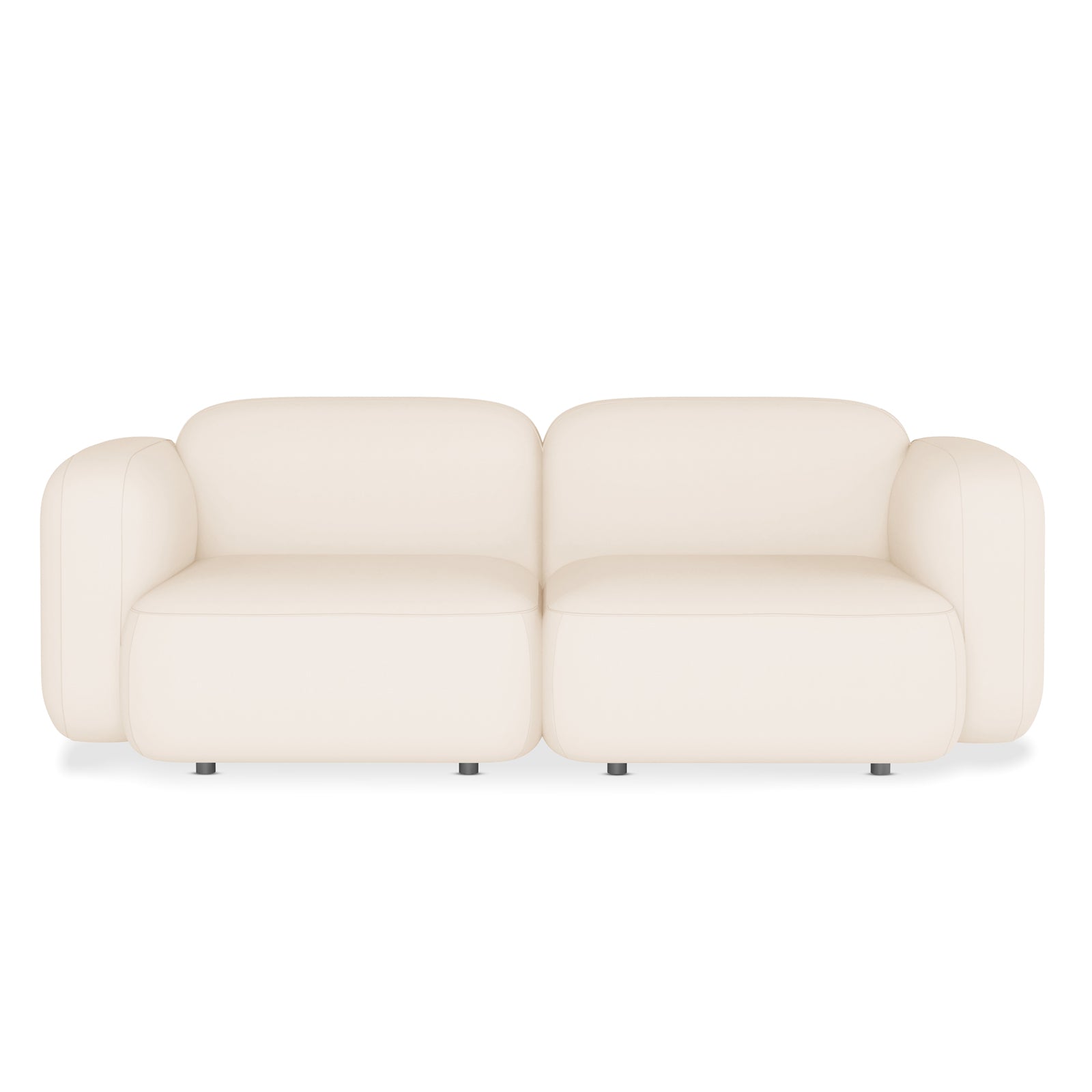 Soraya 2 Seater Modular Velvet Sofa Set in Cream White, showcasing a sleek design with black legs and plush velvet fabric, perfect for modern living spaces.