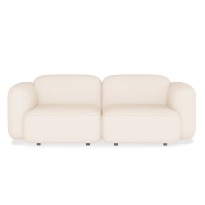 Soraya 2 Seater Modular Velvet Sofa Set in Cream White, showcasing a sleek design with black legs and plush velvet fabric, perfect for modern living spaces.