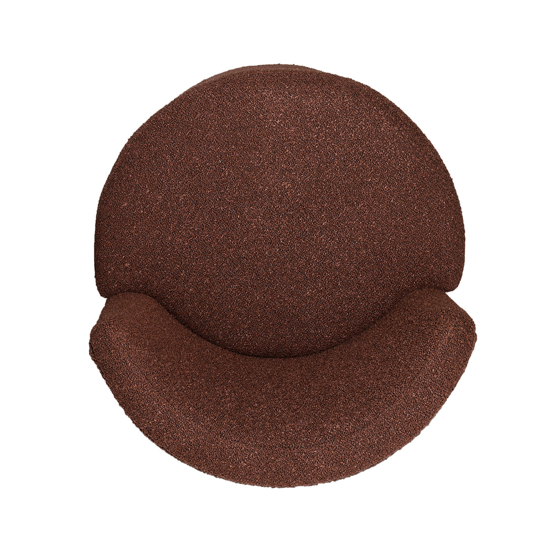 Sorra Boucle Swivel Storage Accent Chair in Rust Brown, featuring soft bouclé fabric, 360-degree swivel, and hidden storage beneath the removable seat cover, showcased against a plain background.