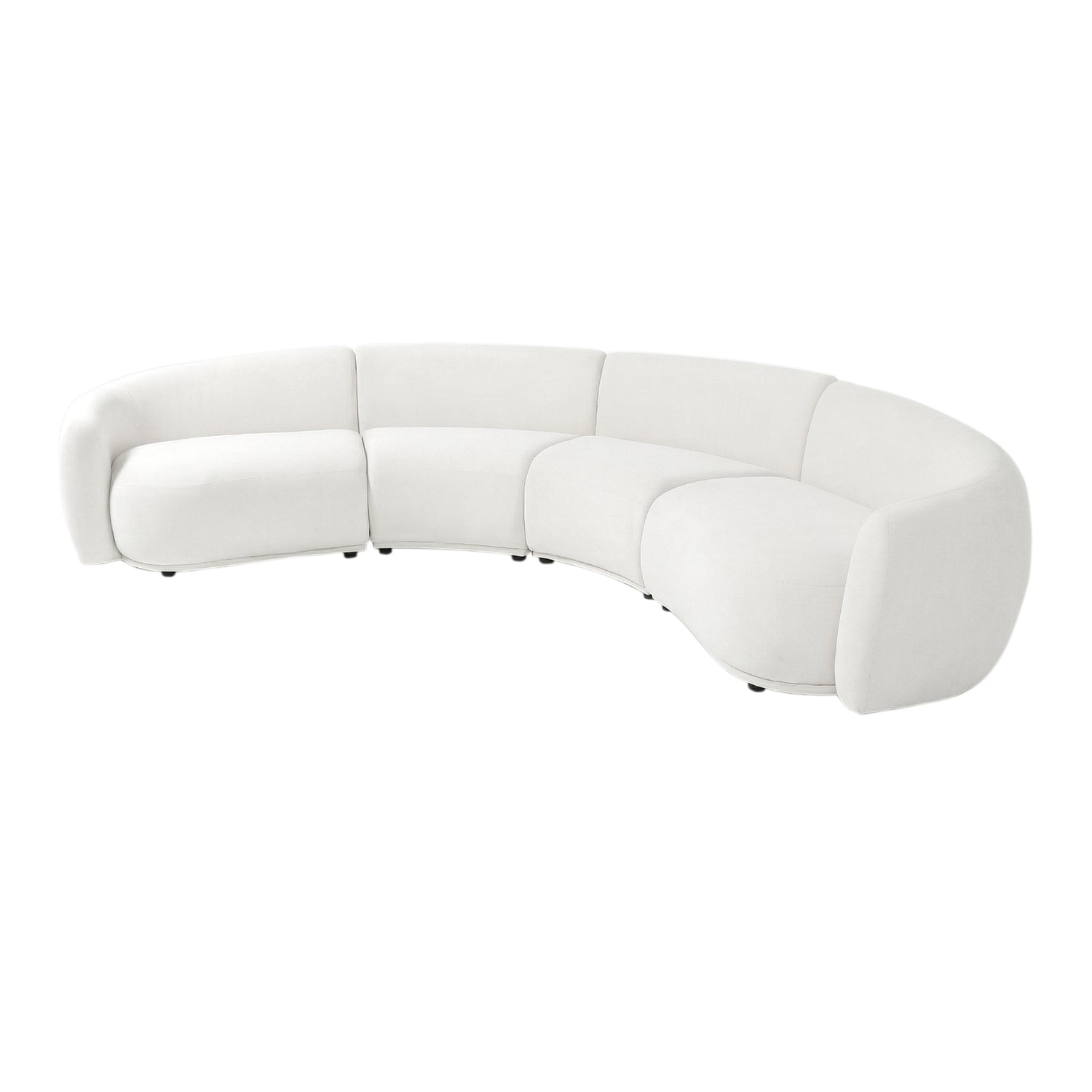 White curved sectional sofa on white background