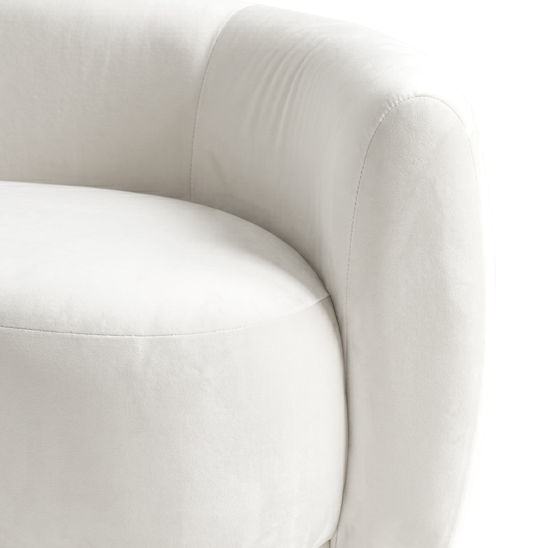Talor 2 Seater Modular Curved Velvet Sofa in Cream White
