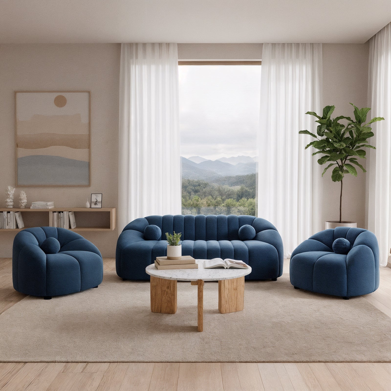 Trina Seater Tufted Velvet Sectional Sofa in Blue – Luxo Living