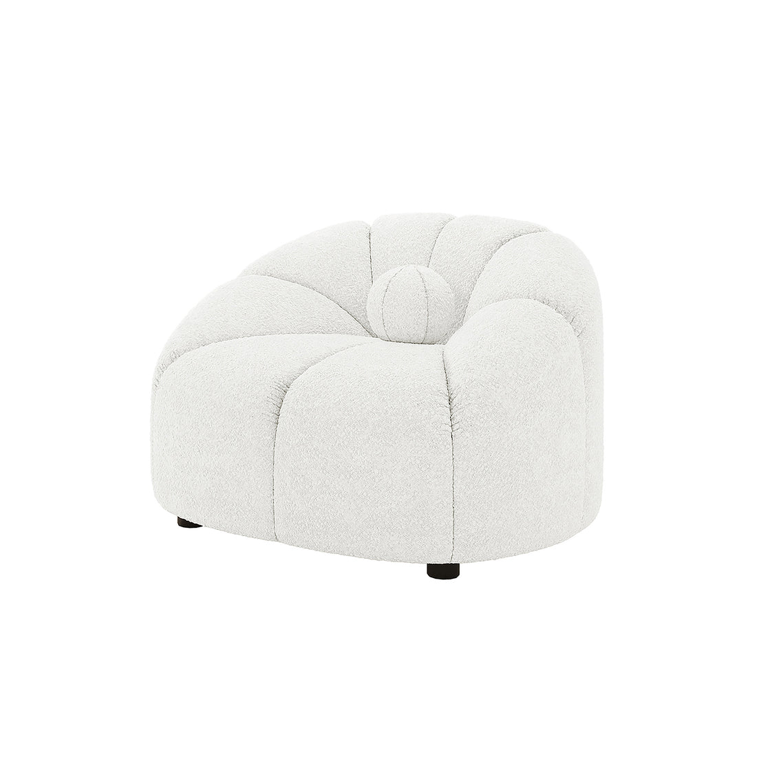 Trina 5 Seater Boucle Sofa Set w/ Ball Pillows - Cream White featuring a plush, sculptural silhouette with boucle upholstery and included ball pillows, perfect for a chic, contemporary living room setting.