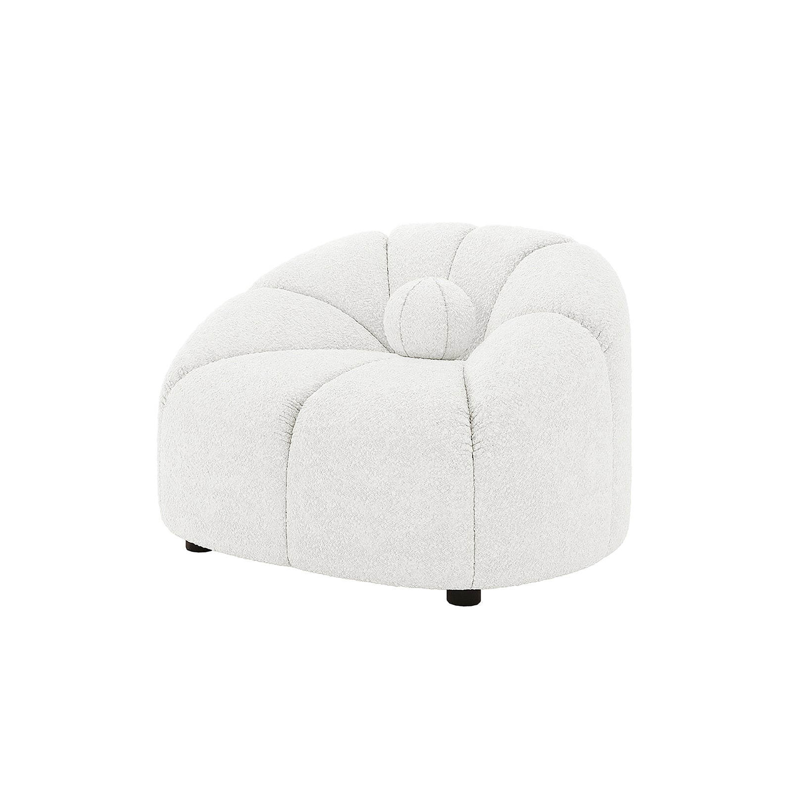 Trina 5 Seater Boucle Sofa Set w/ Ball Pillows - Cream White featuring a plush, sculptural silhouette with boucle upholstery and included ball pillows, perfect for a chic, contemporary living room setting.
